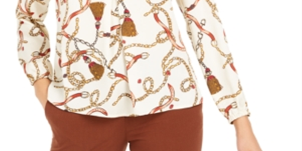 Top plissado estampado feminino Bar III marrom tamanho XX-S