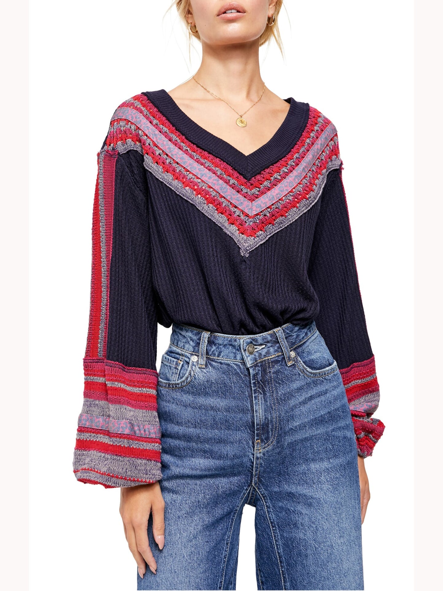 Suéter térmico feminino Copenhagen da Free People, azul, tamanho médio