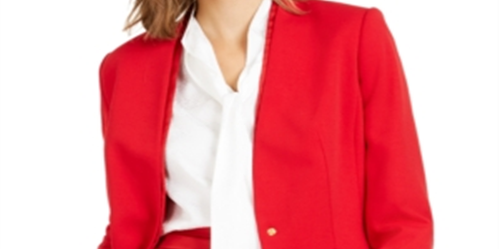 Calvin Klein Blazer Feminino de Botão Único Vermelho Tamanho 2