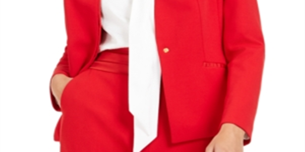 Calvin Klein Blazer Feminino de Botão Único Vermelho Tamanho 2