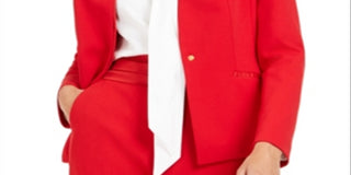 Calvin Klein Blazer Feminino de Botão Único Vermelho Tamanho 2