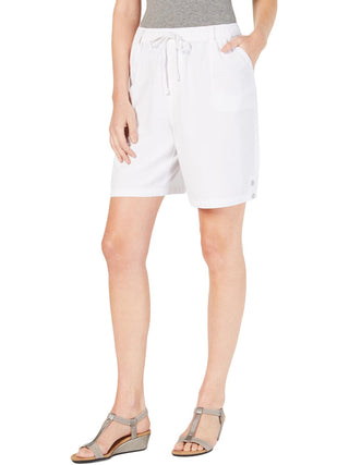 Shorts femininos Karen Scott Comfort com cordão, branco, tamanho GG