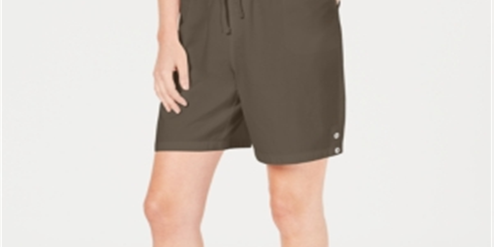 Shorts de algodão com cordão feminino Karen Scott, marrom, tamanho grande