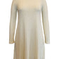 Vestido feminino estilo &amp; co, manga comprida, decote redondo, acima do joelho, para usar no trabalho, branco, tamanho médio