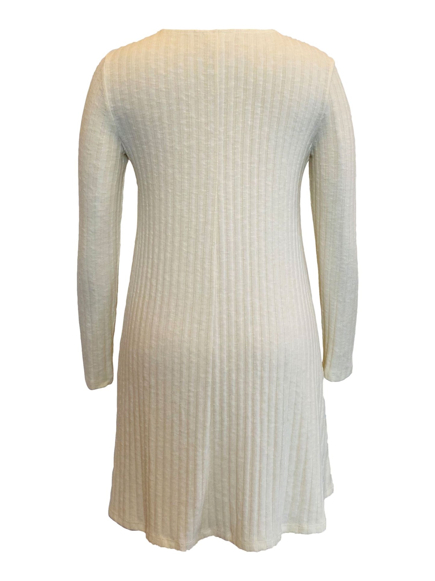 Vestido feminino estilo &amp; co, manga comprida, decote redondo, acima do joelho, para usar no trabalho, branco, tamanho médio