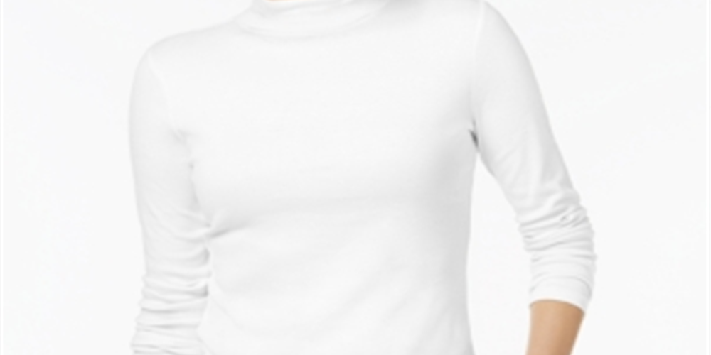 Camiseta feminina Charter Club de algodão com gola falsa, branca, tamanho X-S
