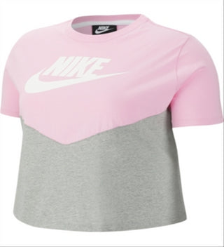 Top curto Nike Plus Heritage Colorblocked feminino, cinza, tamanho 3X