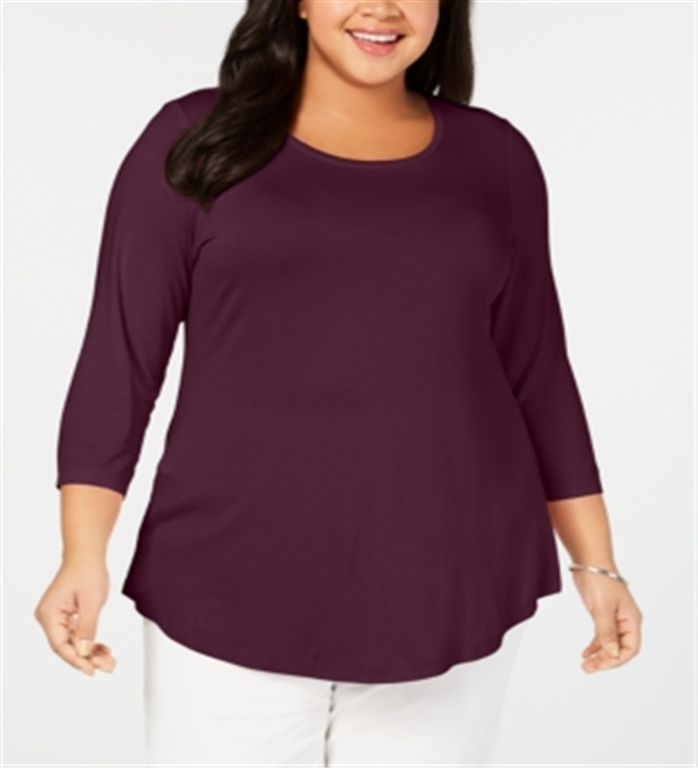 JM Collection Top feminino plus size com decote redondo Berry tamanho 0X