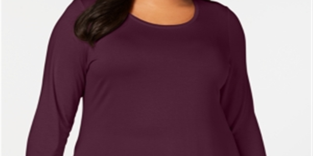 JM Collection Top feminino plus size com decote redondo Berry tamanho 0X