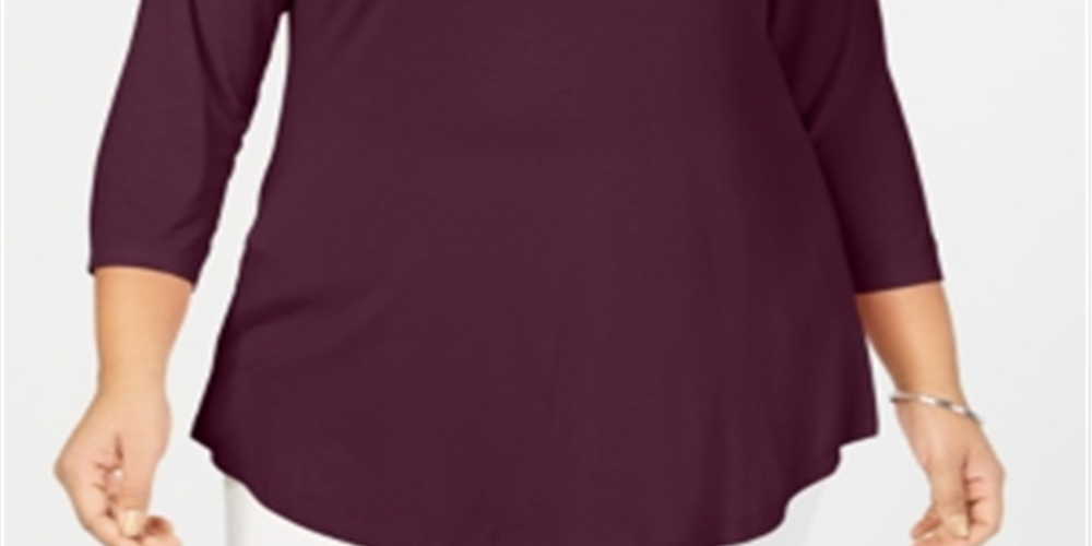 JM Collection Top feminino plus size com decote redondo Berry tamanho 0X