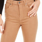 Calça skinny feminina de couro sintético 7 for All Mankind, marrom, tamanho 31