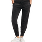 Calça de moletom feminina DKNY Sport Velour com estampa de logotipo, preta, tamanho XS