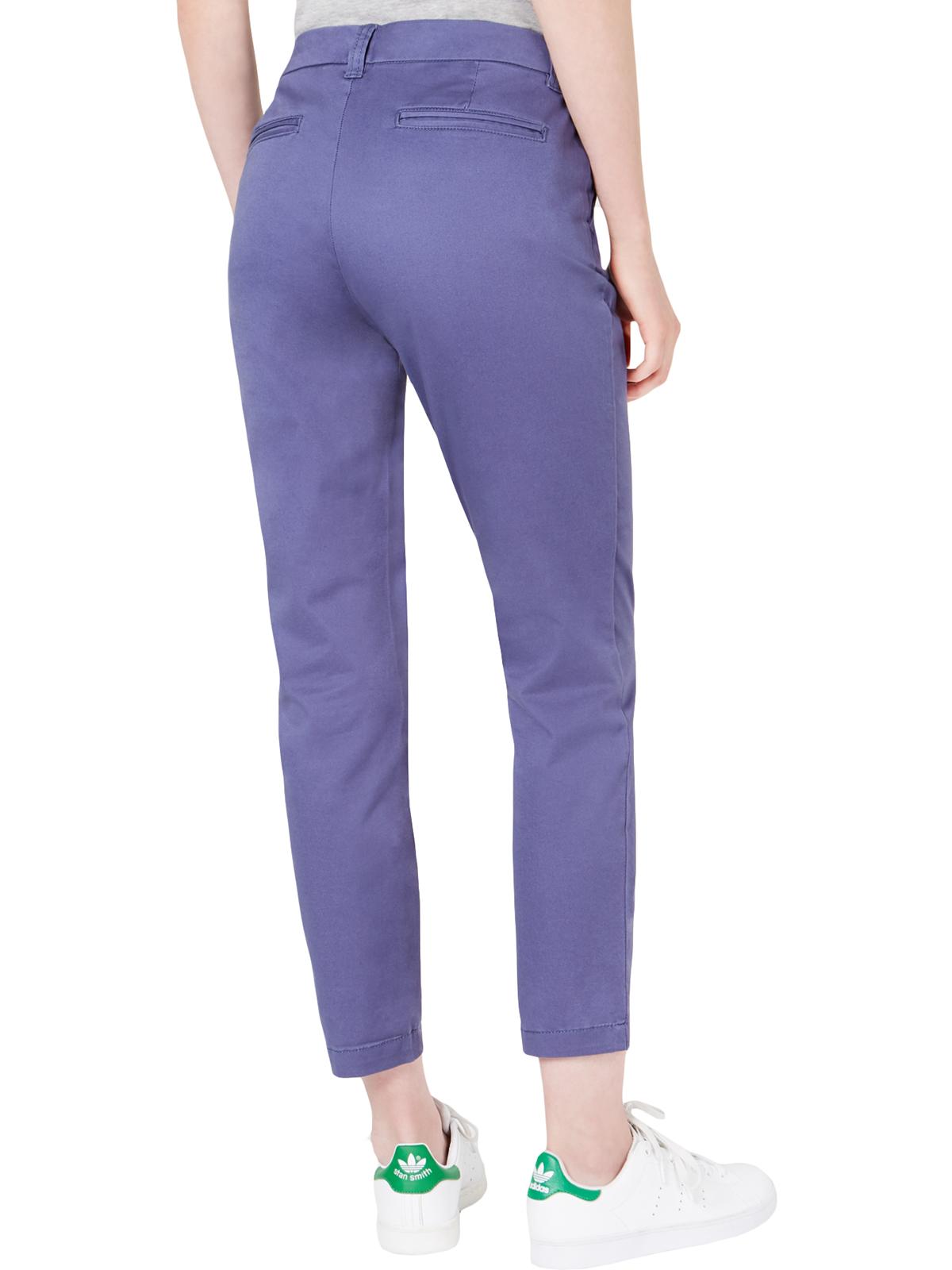 Calça chino elástica feminina Maison Jules com frente lisa e tornozelo, azul, tamanho 12