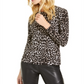 Camiseta feminina Michael Kors Cheetah de manga comprida vermelha tamanho PS