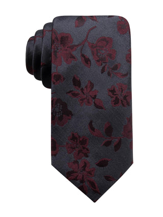 Gravata floral masculina Ryan Seacrest Distinction Jackson Silk Blend, cinza, tamanho único