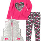 Conjunto infantil Headquarters para meninas, 3 peças, colete metálico, top Love e leggings estampados, rosa, tamanho 6X