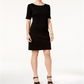 Vestido feminino Karen Scott de algodão com manga cotovelo, preto, tamanho pequeno P/M