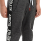 Calça de moletom Tommy Hilfiger infantil Shango com listras laterais em lã cinza, tamanho 3T