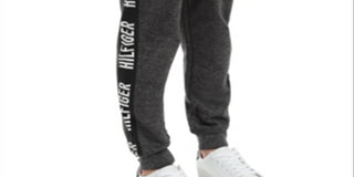 Calça de moletom Tommy Hilfiger infantil Shango com listras laterais em lã cinza, tamanho 3T