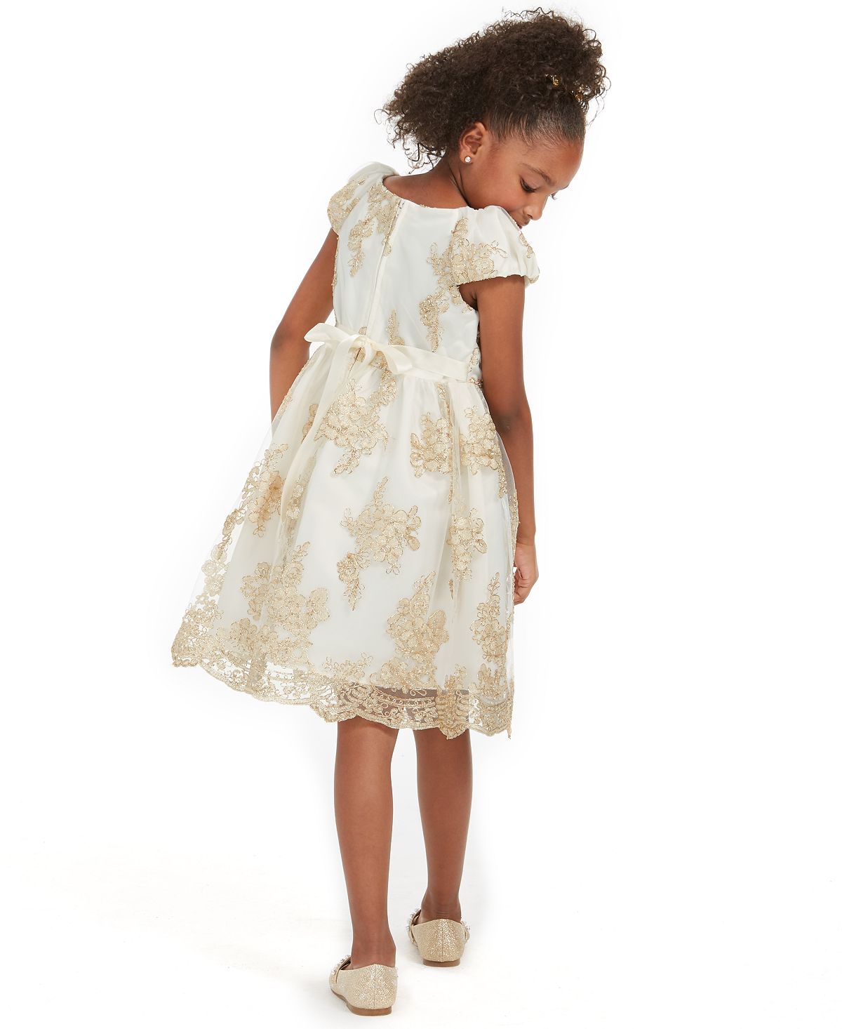 Vestido bordado recortado para meninas Rare Editions, tamanho 2T, branco