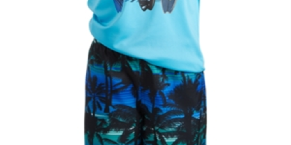 Conjunto de 2 peças de protetor solar e shorts de natação Laguna Toddler &amp; Little Boy, azul, tamanho 3T