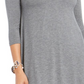 Vestido feminino estilo &amp; co, manga 3/4, decote em V, acima do joelho, ajuste flare, cinza, tamanho pequeno pequeno