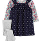 Conjunto de suéter de veludo cotelê com bolinhas Carter's para meninas, azul, tamanho 3MOS