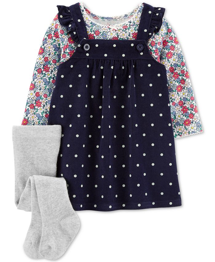 Conjunto de suéter de veludo cotelê com bolinhas Carter's para meninas, azul, tamanho 3MOS