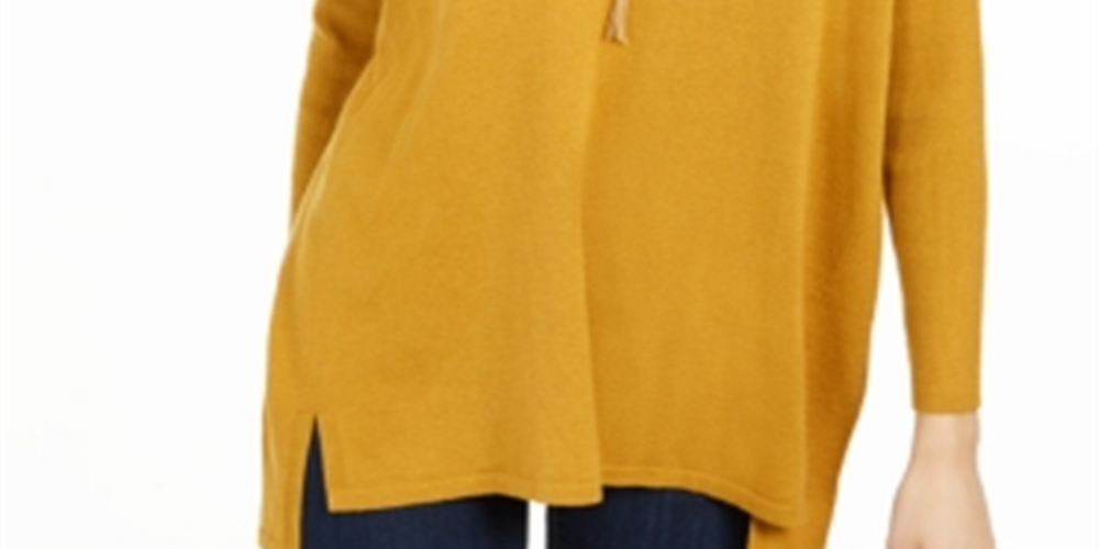 Suéter túnica feminino com decote em V, amarelo, tamanho XS, da Style &amp; Co