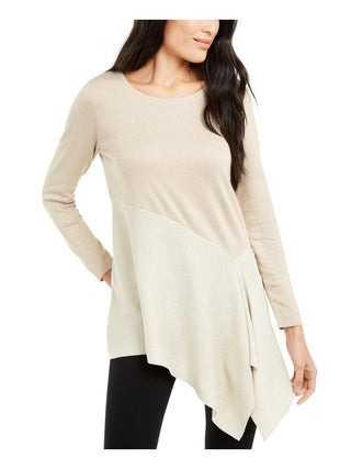 Blusa feminina Alfani com estampa metálica e bloco de cores, marrom, tamanho médio