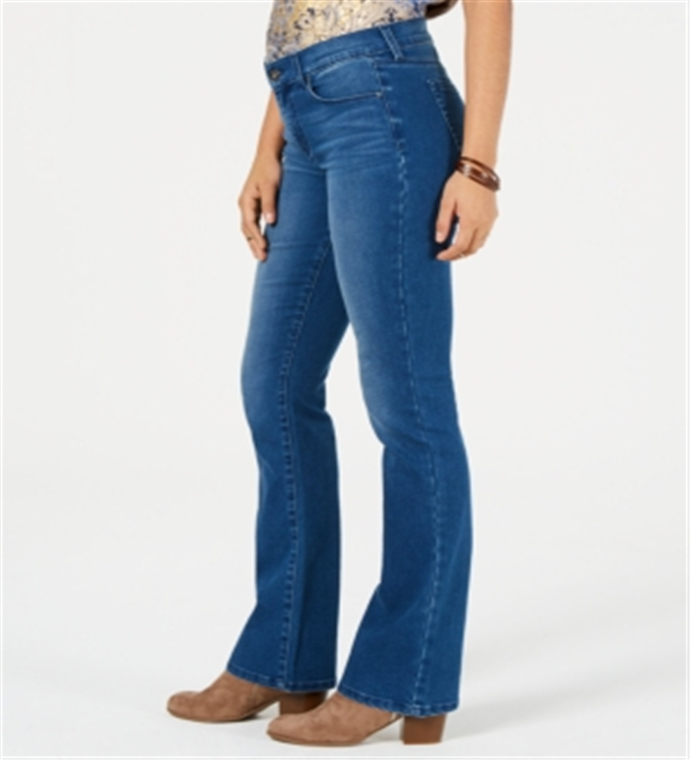 Jeans feminino estilo &amp; co, cintura média, com controle de barriga, corte bootcut, azul, tamanho 16-S