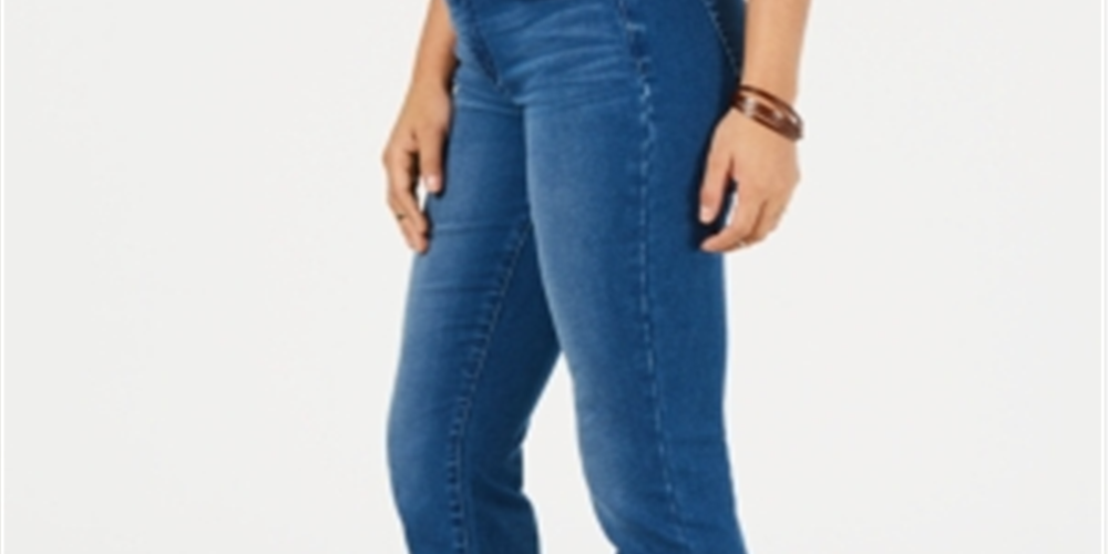 Jeans feminino estilo &amp; co, cintura média, com controle de barriga, corte bootcut, azul, tamanho 16-S