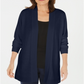 Karen Scott Cardigan Feminino Frente Aberta Azul Tamanho Pequeno GG