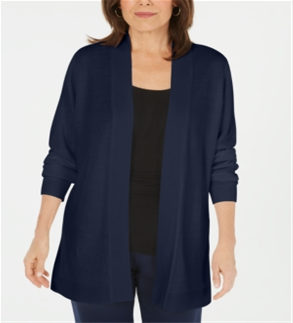 Karen Scott Cardigan Feminino Frente Aberta Azul Tamanho Pequeno GG