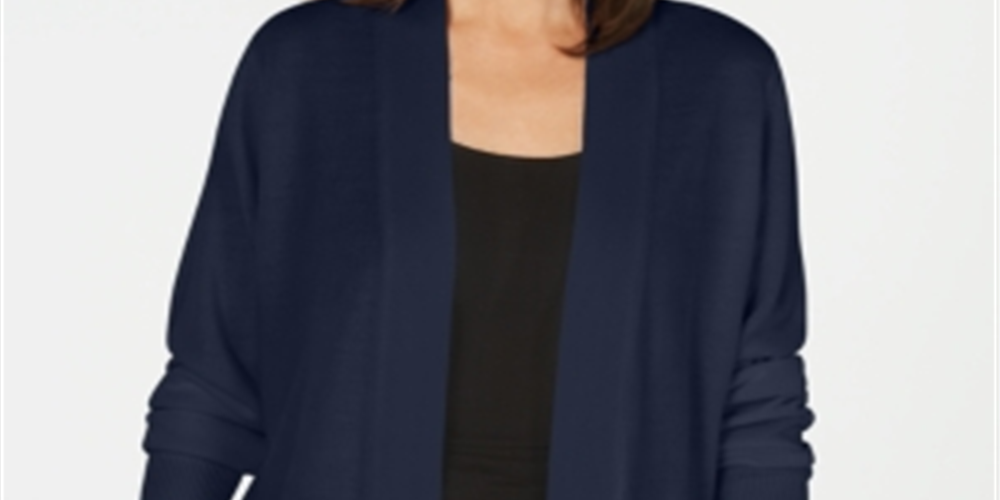 Karen Scott Cardigan Feminino Frente Aberta Azul Tamanho Pequeno GG
