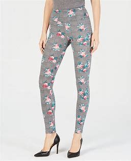 Leggings femininas modeladoras florais da INC International Concepts, pretas e brancas, tamanho X-S