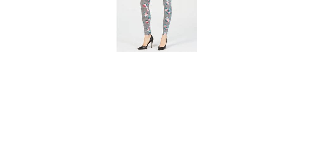 Leggings femininas modeladoras florais da INC International Concepts, pretas e brancas, tamanho X-S