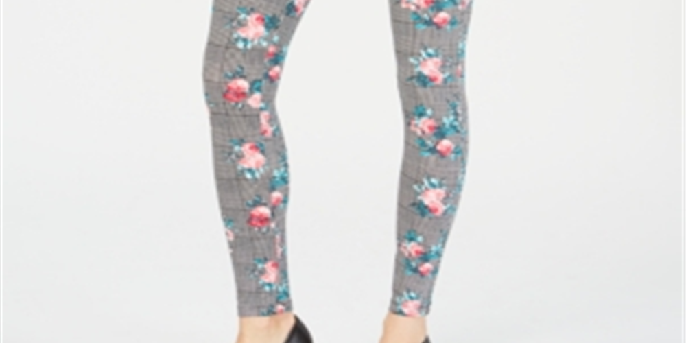 Leggings femininas modeladoras florais da INC International Concepts, pretas e brancas, tamanho X-S