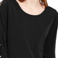 Blusa feminina NY Collection com mangas divididas, preta, tamanho pequeno GG