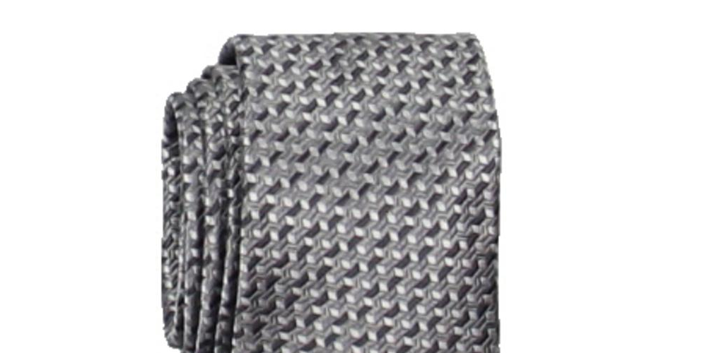 Gravata Slim Masculina Alfani Cinza Tamanho Regular