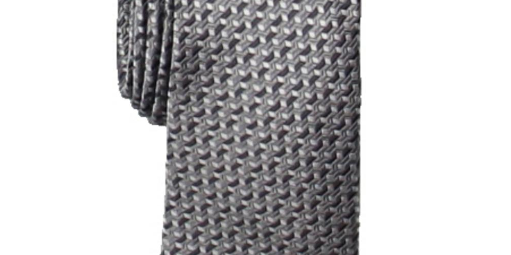 Gravata Slim Masculina Alfani Cinza Tamanho Regular