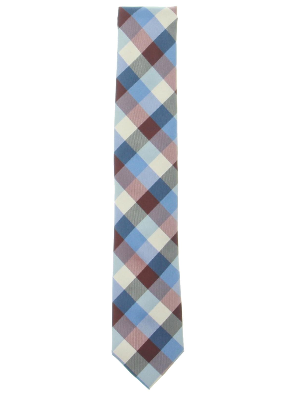 Gravata de cetim xadrez masculina Nautica vermelha tamanho regular