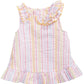 Blusa listrada com babados e estampa de seersucker para bebês First Impressions, branca, tamanho 3-6 meses