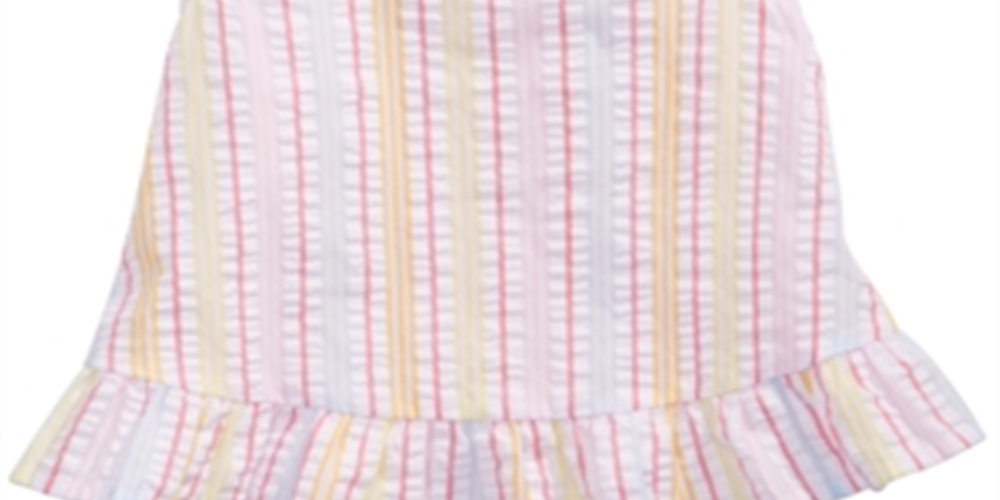 Blusa listrada com babados e estampa de seersucker para bebês First Impressions, branca, tamanho 3-6 meses