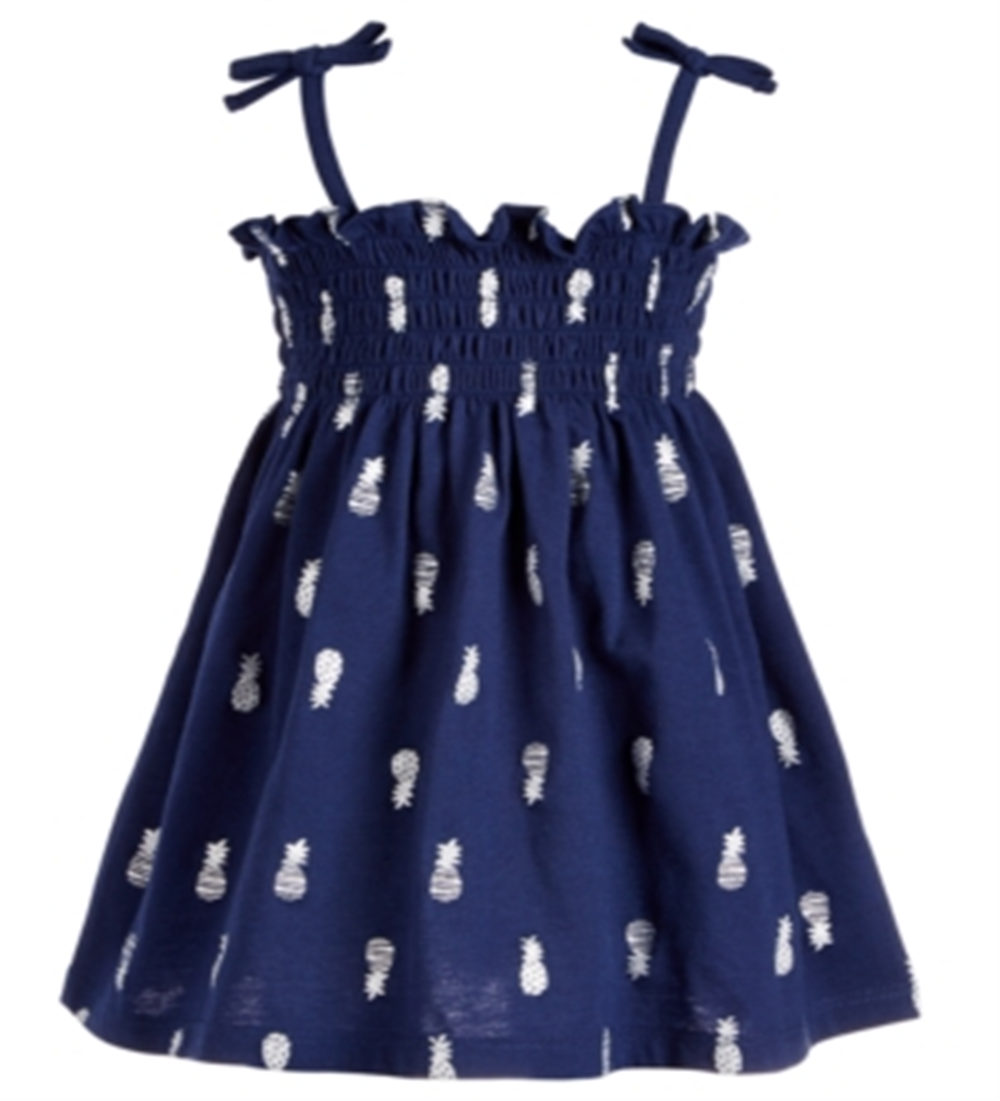 Vestido de verão estampado para meninas First Impressions, azul, tamanho 0 a 3 meses