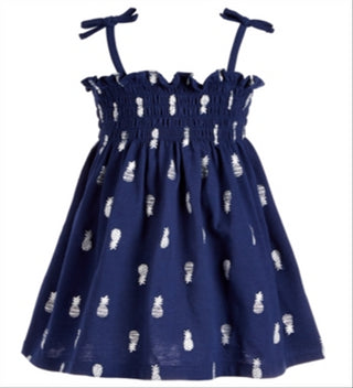 Vestido de verão estampado para meninas First Impressions, azul, tamanho 0 a 3 meses