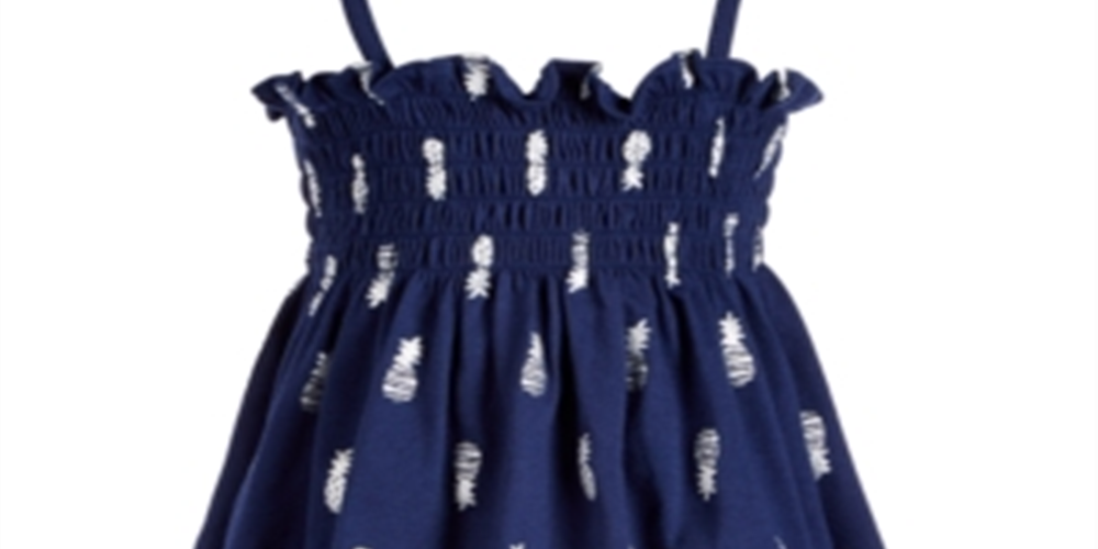 Vestido de verão estampado para meninas First Impressions, azul, tamanho 0 a 3 meses