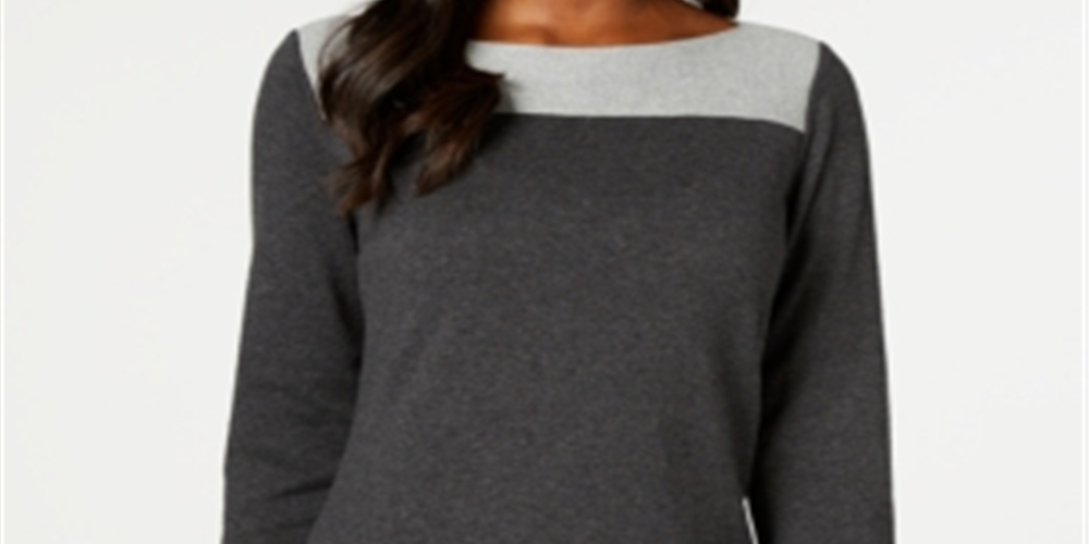 Karen Scott Suéter Feminino de Algodão com Acabamento em Botões Cinza Tamanho Pequeno P