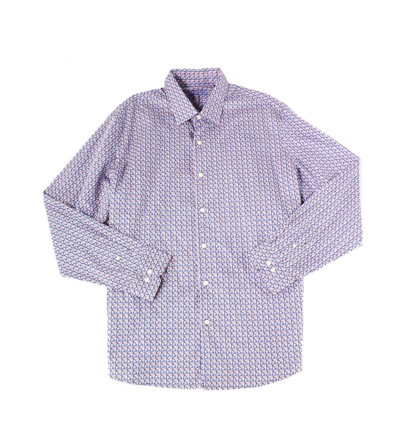 Camisa social masculina com estampa geométrica Tasso Elba, azul, tamanho pequeno