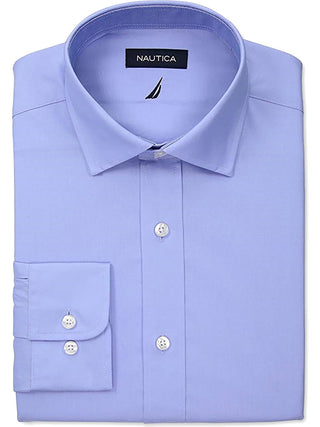 Camisa masculina de algodão com botões Nautica, azul, tamanho 34x35